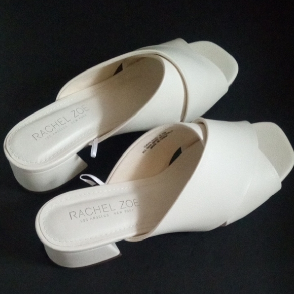 Rachel Zoe Shoes - White Slip On Sandals Size 8.5 Wedge Sandals